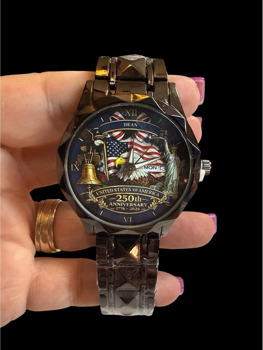 Personalized Dean USA 250th Anniversary Watch 1776-2026 Eagle Black